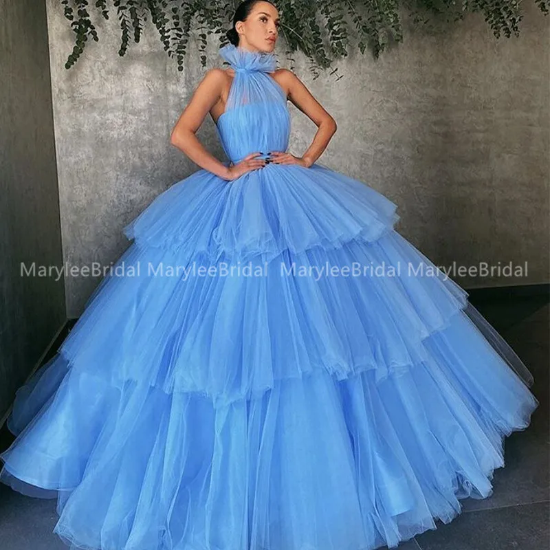 Vestidos de 15 anos бальное платье светильник небесно Голубое Бальное Платье 2020 Холтер