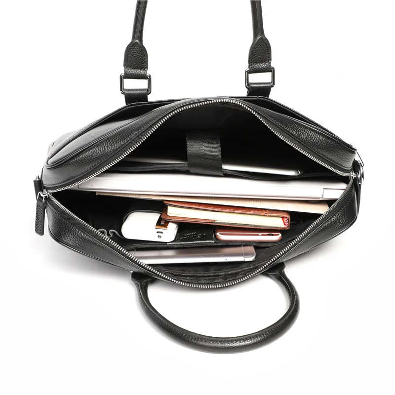 Nesitu Высокое качество A4 черный из натуральной кожи Офисные Мужские портфели портфельная Сумка Деловые сумки через плечо M200605