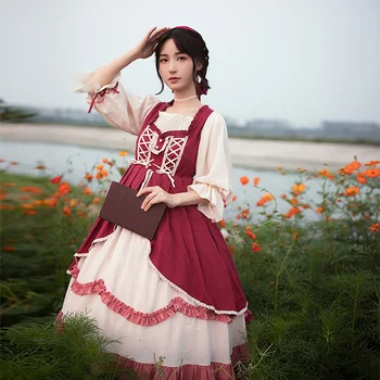 

Vintage Elegant Lolita Dress Lantern Sleeve Sweet Kawaii Princess Lolita Dress Cosplay Loli Cos Victorian Dresses