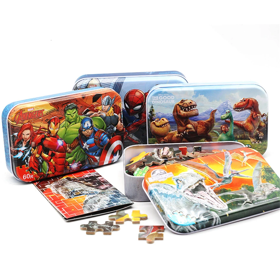 

New Wooden Dinosaur World Puzzle Kids Toy Cartoon Movie Wood Jigsaw Puzzles Child Early Educational Learning Toys Gift 60Tablets