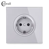 Coswall Pure Glass Frame EU Russia Spain Wall Power Socket Outlet Grounded With Child Protective Lock White Black Grey Gold ► Photo 3/6