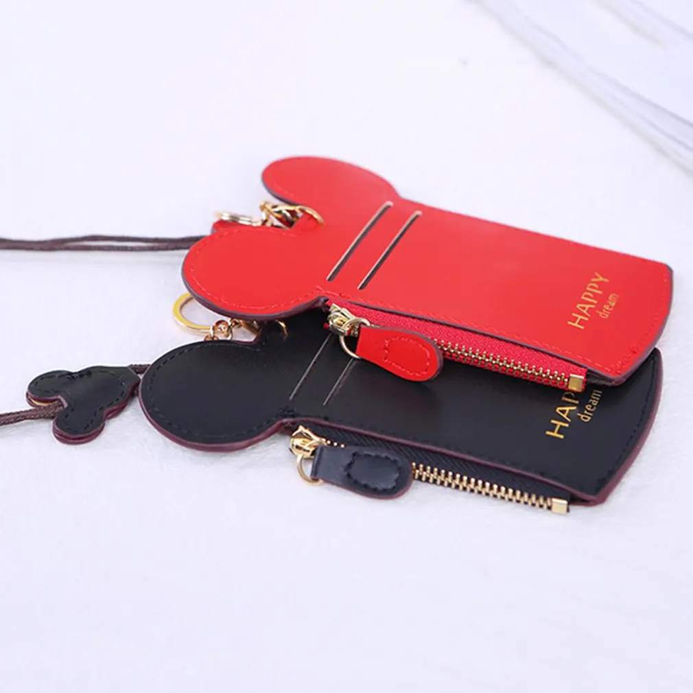Portable Size Soft PU Leather Bank Credit Card Holder Card Cover Lovely Cute Mouse Ear Shape 2