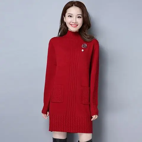 

spring/autumn women sweaters computer knitted Turtleneck sweater pullover women autumn clothing mid-long maternity sweaters