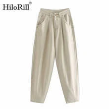 Модные плиссированные Женские джинсы для мам, свободные брюки цвета хаки, уличная одежда, ковбойские брюки с карманами, повседневные женские джинсовые брюки, зеленые низ