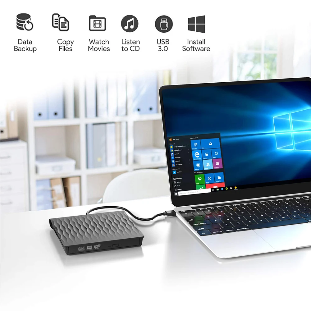 Новые оптические приводы USB 3,0 тонкий внешний DVD RW CD Писатель Привод горелки ридер плеер для портативных ПК Поддержка ОС Windows Vista