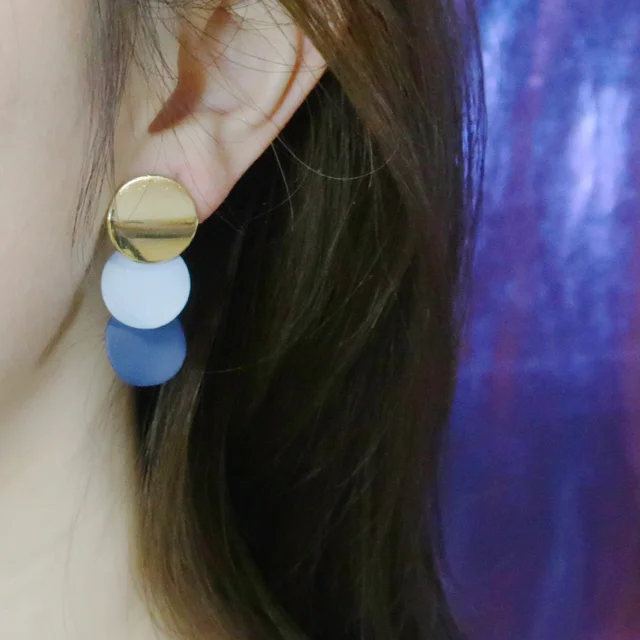 Korean Geometric Statement Hang Earrings for Women Gold Color Round Circle Drop Earring Punk Metal Earring Fashion Ear Jewelry