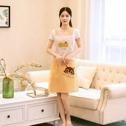 

Korean apron home kitchen cover clothes pure cotton fashion lovely sleeveless work clothes women around the waist anti-fouling