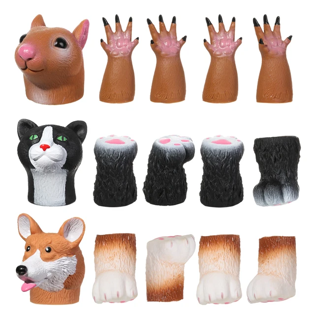 1Set Mini Animal Finger Puppet Toy Cute Cartoon Squirrel/Dog/Cat Hand Puppet Vinyl Toys Baby Educational Novelty Toys 2