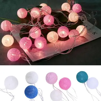 

Functional Eurocode 20 LED Plastic Cotton Ball Fairy String Lights Bedroom Room Festival Party Valentine Wedding Holiday Decor