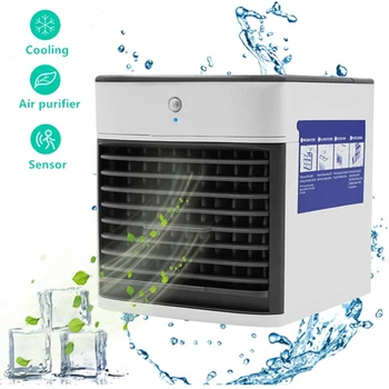 

Home Mini Air Conditioner Portable Mini Personal Air Cooler Humidifier and Purifier Desktop Cooling Fan with PIR Motion Sensor