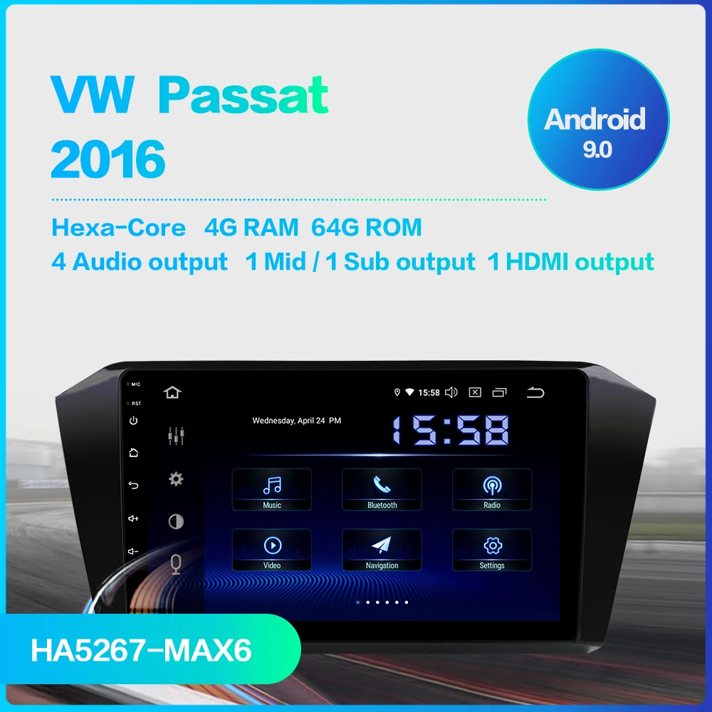 Clearance 10.2" IPS Screen 2 Din Android 9.0 Radio for passat 2016 Car Radio Player 64GB ROM MAX6 Bluetooth 1