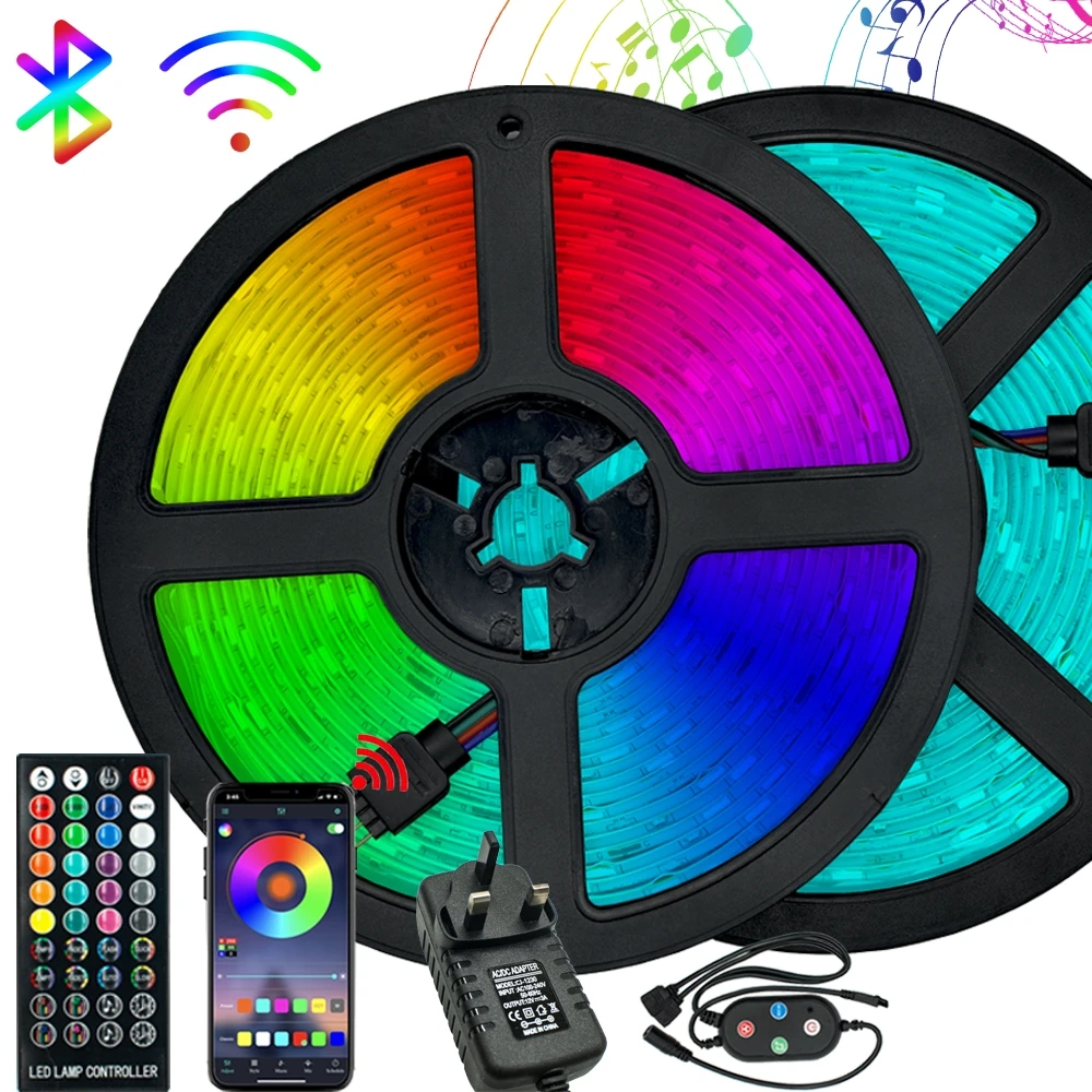 

LED Light Bluetooth Control Led RGB 5050 SMD 2835 Flexible Ribbon Waterproof DC 12V 5M 10M 15M Home Decor Color Changing Lights