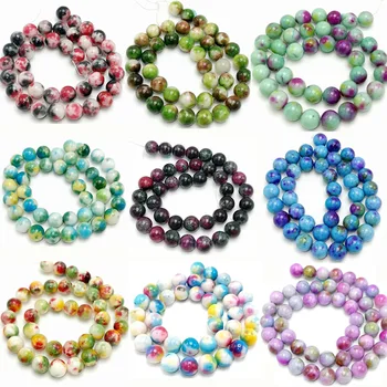 

Natural Multicolor Rainbow Stones Round Spacer Loose Beads Fit Diy Necklace Bracelet Charms Handmade Jewelry Making