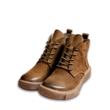 

Tayunxing Handmade Shoes Genuine Leather Women Boots Zipper Fabric Insole Comfort Wedges Low Heels 11502-1