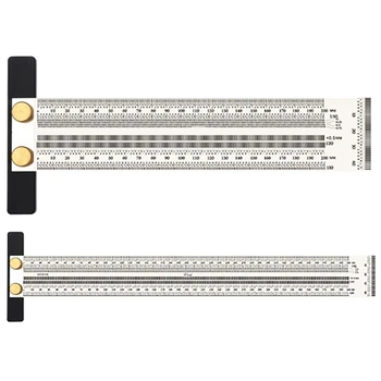 

2x Scale Ruler T-Type Hole Ruler Stainless Steel Woodworking Scribe Marking Gauge Carpentry Measuring Tool-200mm & 400mm