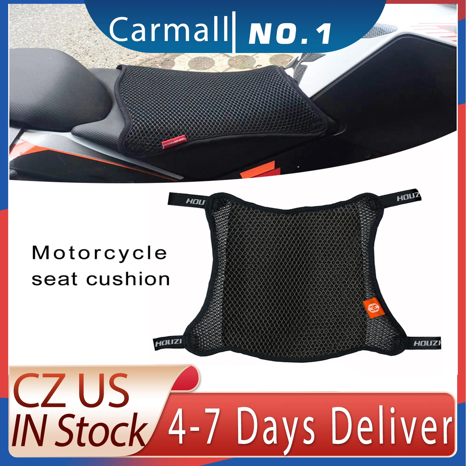 1pc Motorcycle Seat Cover Breathable 3d Mesh Net Cushion Breathable