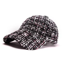 Зимняя теплая утолщенная бейсболка, шапки для мужчин и женщин, клетчатая Ретро шерстяная шапка