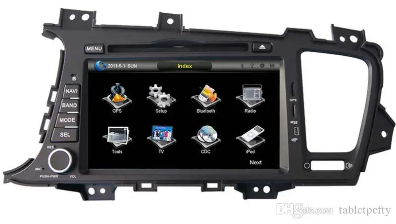 

8" in-dash Car DVD player with GPS(opt.),USB/SD,AUX,BT/TV,audio Radio stereo,car multimedia headunit for kia k5 optima 2011-2012