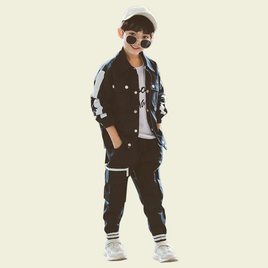 Clothes For Boys Cotton Jacket &amp Pants Outfits Turn Down Collar Boy Clothing Set Winter Casual Streetwear |