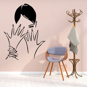 Billige Moderne Nagel Salon Vinyl Wand Aufkleber Dekor Für Schönheit Salon Dekoration Kunst Wand Aufkleber Aufkleber Wandbild Tapete Adesivo De Parede