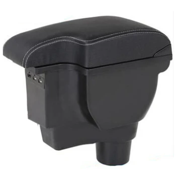 

For KIA Rio 4 Rio X-Line Armrest Box Central Store Content Box Car-Styling Accessories(Black Leather + White Line)