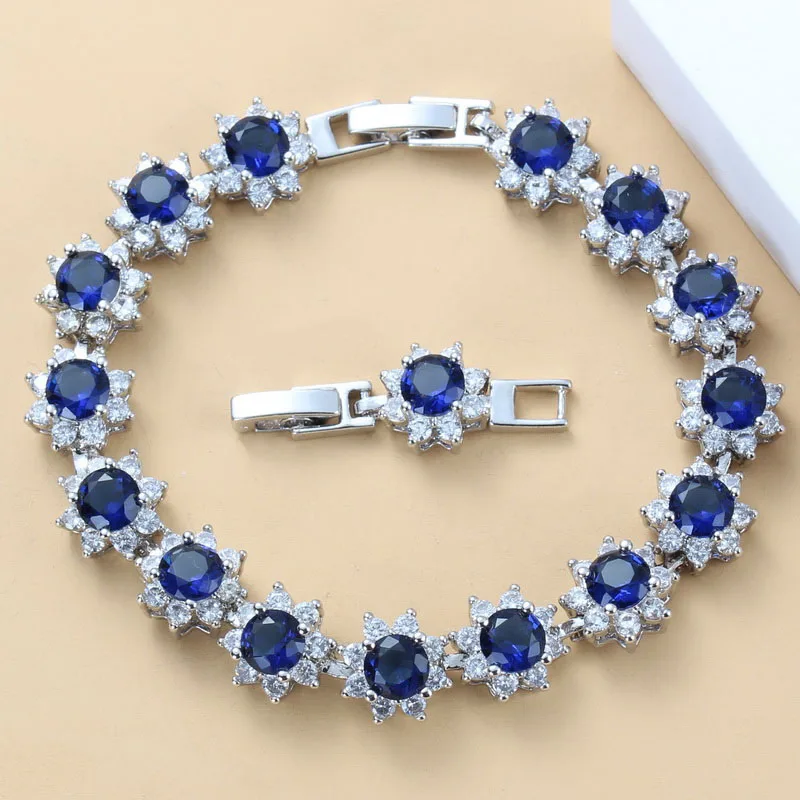 925 пробы, серебряные ювелирные изделия, стильный голубой циркон, здоровье, мода, цепочка, браслет для женщин, подарочная коробка SL37