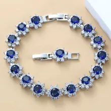 925 пробы, серебряные ювелирные изделия, стильный голубой циркон, здоровье, мода, цепочка, браслет для женщин, подарочная коробка SL37