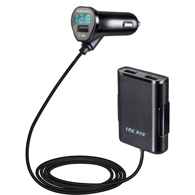 

Excellence Star Mobile Phone Charger 2.4A Front And Back Car Mounted Charger One in Three with Voltage Monitoring HSC-600D