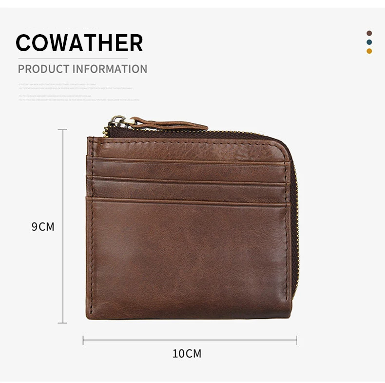 COWATHER card holder wallet top quality cow genuine leather fashion design unisex coin pocket vintage style purse free shipping