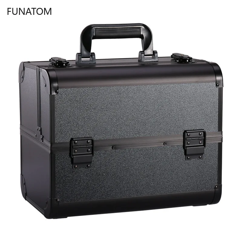 

High-capacity Multi-functional Portable Cosmetic Bag Aluminum Alloy Fire Panel Professional Cosmetic Case Makeup Collection Box
