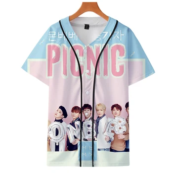 

Korean Monsta X 3D Baseball Sweatshirt Spring/Summer Harajuku Baseball Jacktes Men Clothes Short Sleeve Sweatshirt Streetwear