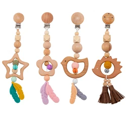 bebe attache tetine bébé tétines et accessoires attache tetine personnalise pour attache sucette tetine Attache tétine en bois de hêtre pour bébé, 1 ensemble, jouet de dentition, chaîne, hochet à mâcher 