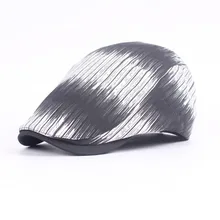 Весна Лето Мужчины Женщины западный стиль утконоса плоский Плющ кепки полосатый Берет Шляпа Регулируемый хлопок газетчик берет