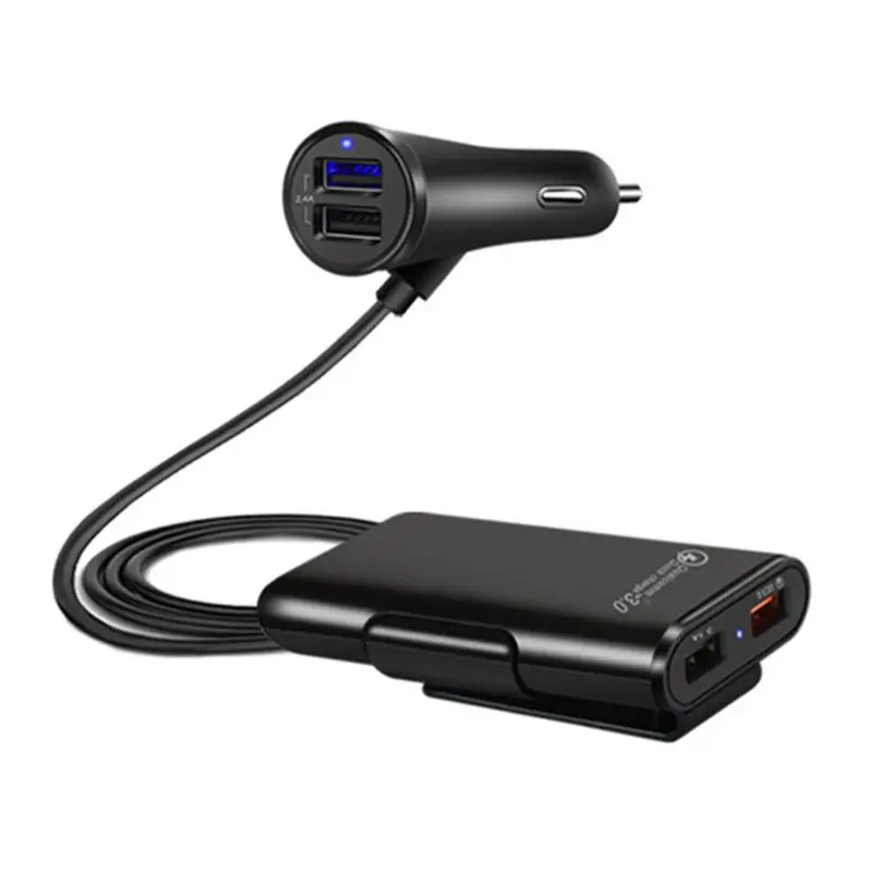 Универсальное автомобильное зарядное устройство с 4 usb-портами, Передняя Задняя часть сиденья QC3.0, быстрая зарядка для телефона