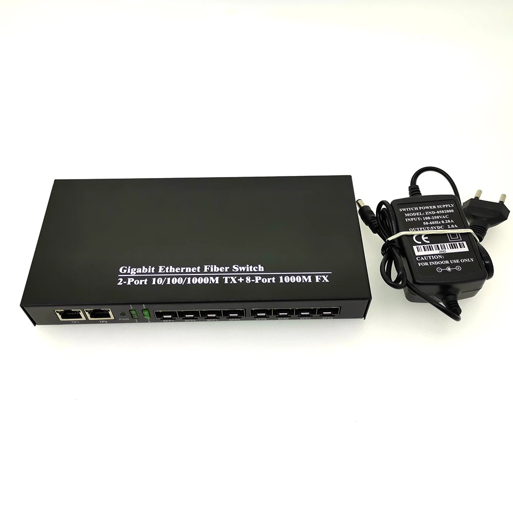 8*1,25G SFP порт Gigabit Ethernet-коммутатор Ethernet волоконно-оптический преобразователь и 2* RJ45 Порты и разъёмы 10/100/1000M& 8* Порты и разъёмы 1,25G SFP