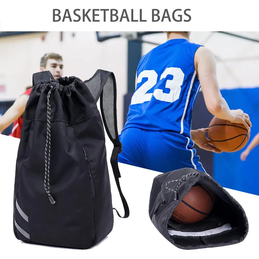 Basketball Backpack Waterproof Nylon Drawstring Shoulder Basketball Bag With Large Capacity Outdoor Sports Bag