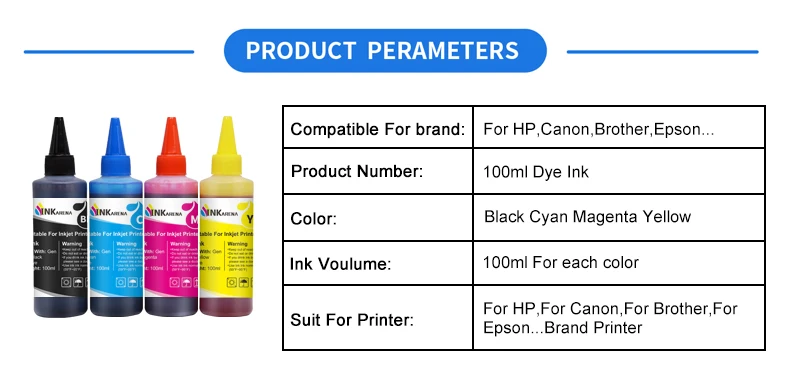 Description Picture 3 of itemINKARENA Printer Ink For HP 21 22 301 302 304 For Hp DeskJet 2300 2700 4100 HP ENVY 6000 6400 Printer Cartridge Refill Ink Kits