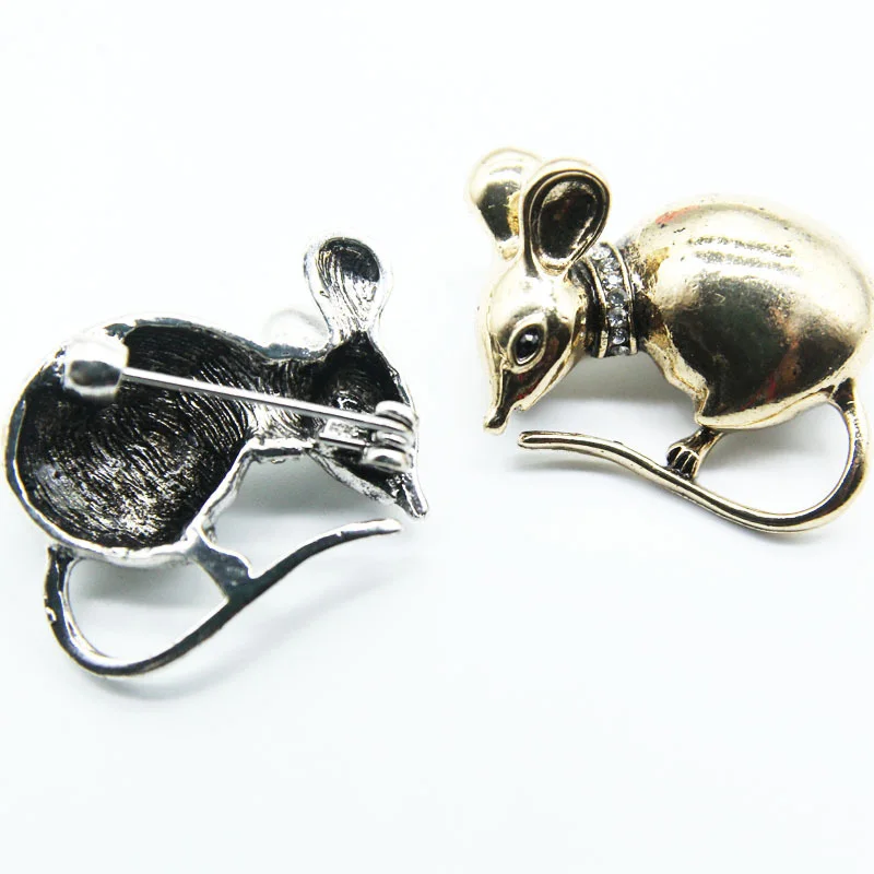 Ретро золотые серебряные броши с изображением мыши для женщин, металлическая брошь в виде крыс, животных, булавки, подарки