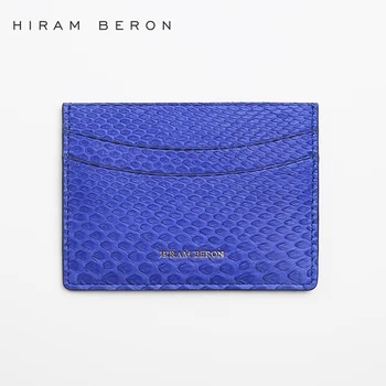 

Hiram Beron CUSTOM NAME FREE blue python skin card holder wallet luxury credit card case
