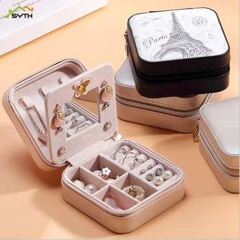 

organizer Jewelry Box Creative Travel Portable Jewelry Korea Earring Earring Jewelry PU Leather Ring Jewelry Storage Box
