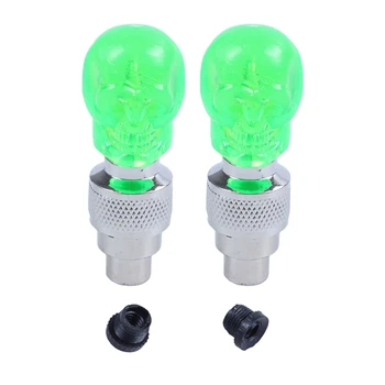 

2X Valve Cap Wheel Tire LED Light Lamp for Motorcycle Bicycle Car, Green