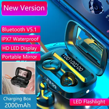 

TWS Wireless Headphones Bluetooth 5.0 Earphone HIFI Mini In-ear Sports Running Headset Waterproof with LED Display