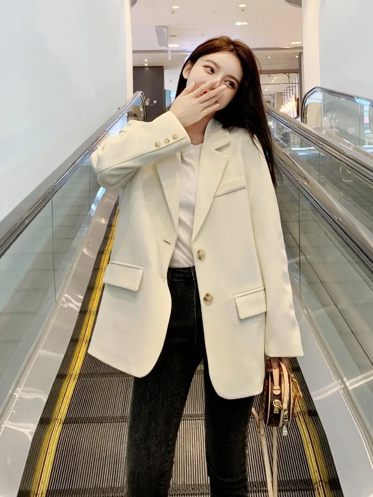 Women  Office Lady Wear Suit Blazer Solid Casual Single Breasted Coat Jacket formal  Long Sleeve Notched Collar Blazers