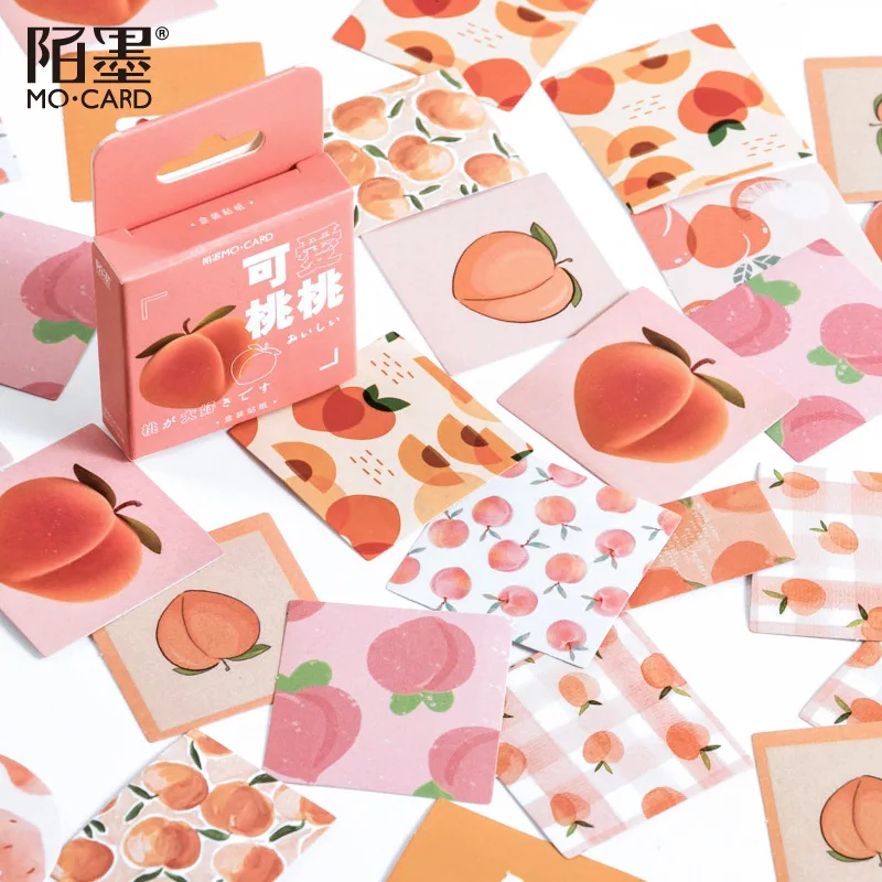 46 pcs/box Cute peach Decorative Stationery Stickers set Kawaii fruit Scrapbooking DIY Diary Album Stick Lable afbeelding