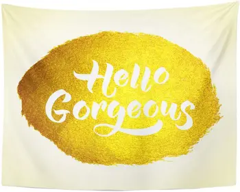 

Positive Calligraphic Message Hello Gorgeous Modern Calligraphy Brush Lettering with Unique for Woll Tapestry Home Decor