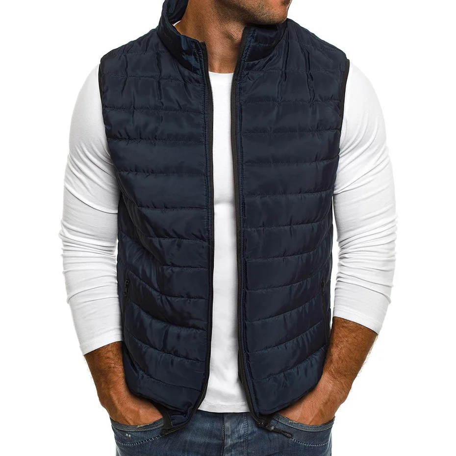 Jaqueta sem Mangas Parka para Homens com Zíper Zogaa Colete Masculino Casual Outono Cabolsa 4xl 5xl