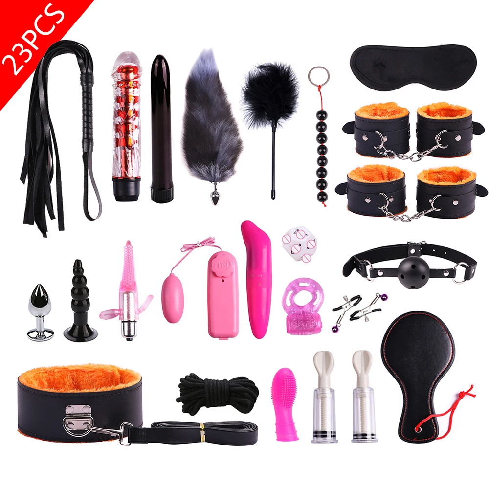 Set bondage bdsm con manette pinze per capezzoli frusta e bavaglio_voghion.com