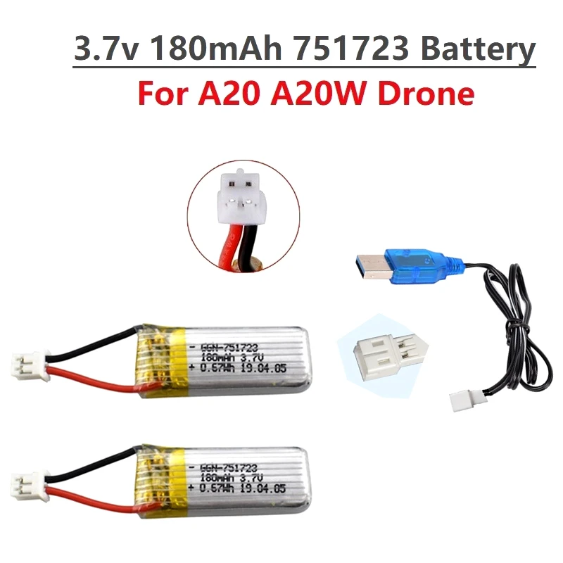 Аккумулятор Lipo 3 7 в 180 мА · ч для квадрокоптера A20 A20W 2 шт./компл. | Игрушки и хобби