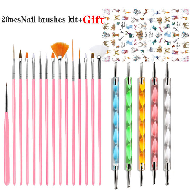 Art Brush Set Manicure Tools Gradient Gel Nail Polish Builder Drawing Carving Ombre Brushes French Nail Design Painting Pen
