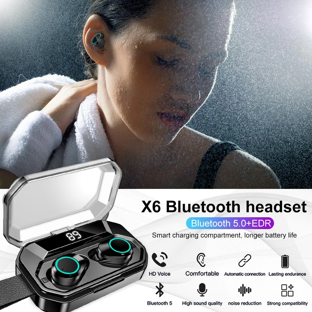 X6 Pro TWS беспроводные Bluetooth наушники IPX7 безпроводные наушники Hifi стерео наушники Беспроводная блютуз гарнитура с микрофоном для телефона